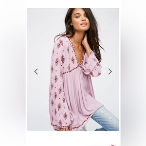Free People Diamond Embroidered Tunic Top Boho style